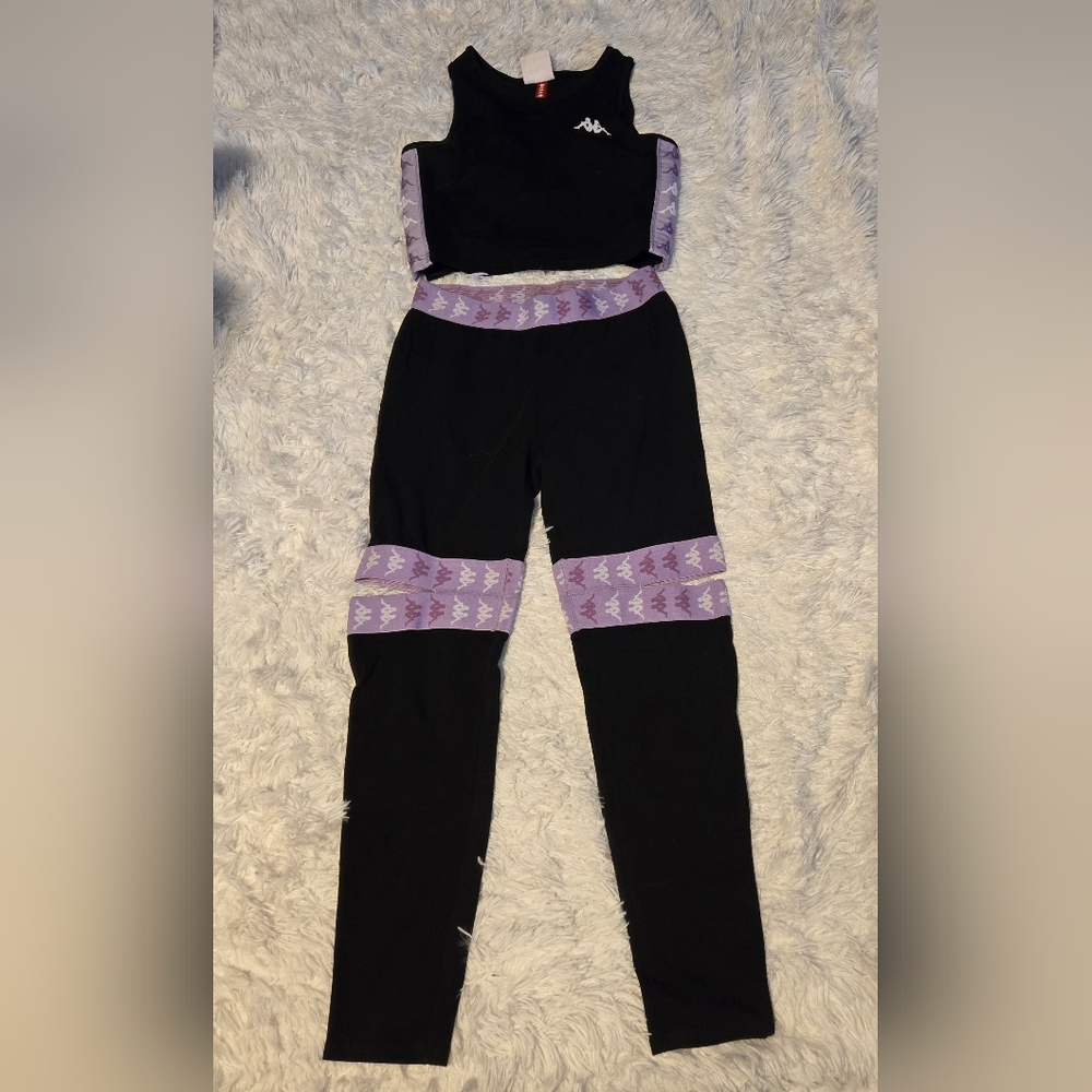 Kappa Set Top/Leggings Women's Size Small Color Black/Purple - Picture 1 of 9